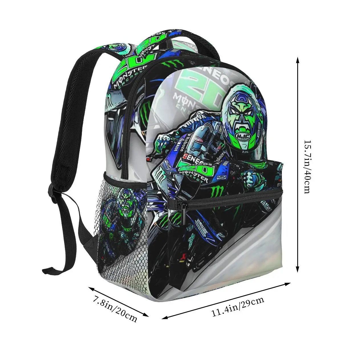 Fabio Quartararo French Motorcycle Racer Backpacks Boys Girls Bookbag Students School Bags Cartoon Travel Rucksack Shoulder Bag