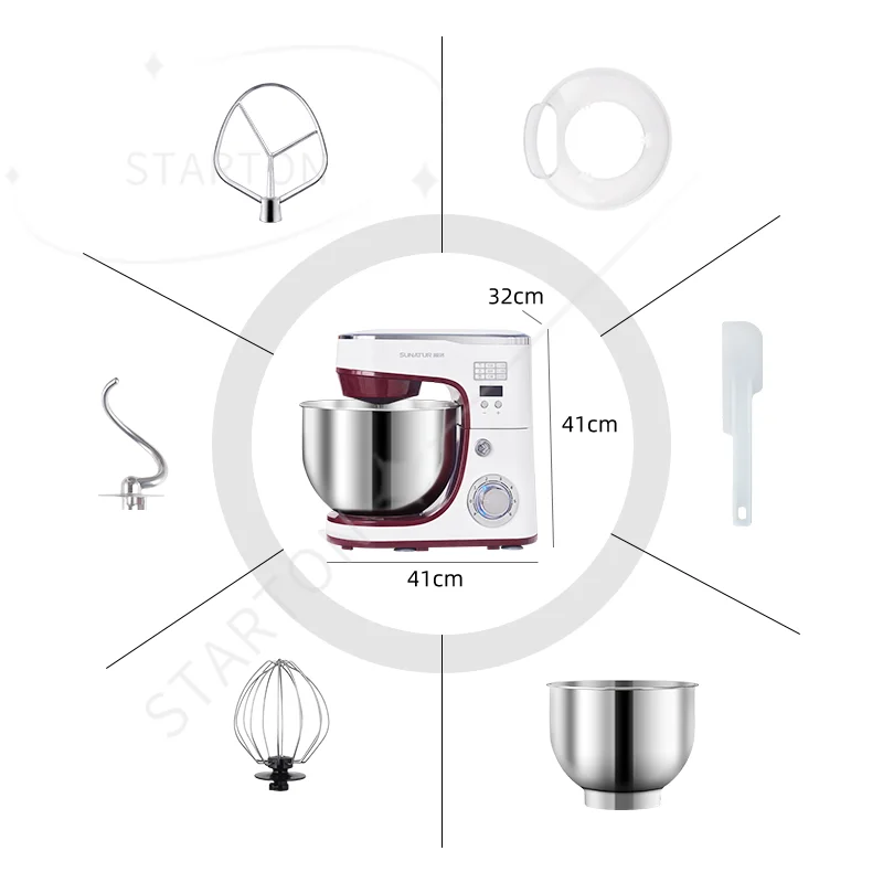 Electric Kitchen Blender Machine: Stand Mixer with Planetary Beater, Supports Dough Mixing,Processor for Home Appliances