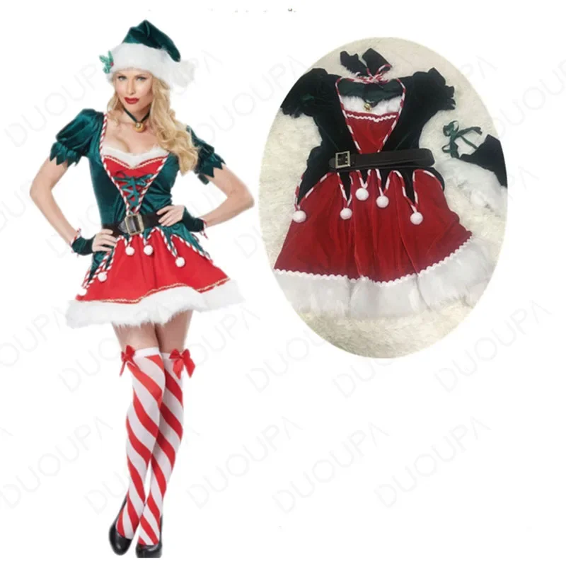 

New Year Costume Women Elf Costume Christmas Costume Suit For Lady Santa Claus Helper Cosplay