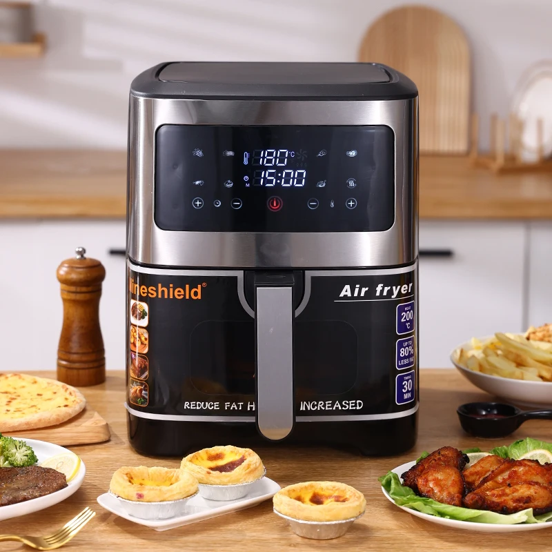 Electronic Screen Digital Display Stainless Steel Home Air Fryer with Deep and Visible air fryer  square oil-free fryer oven