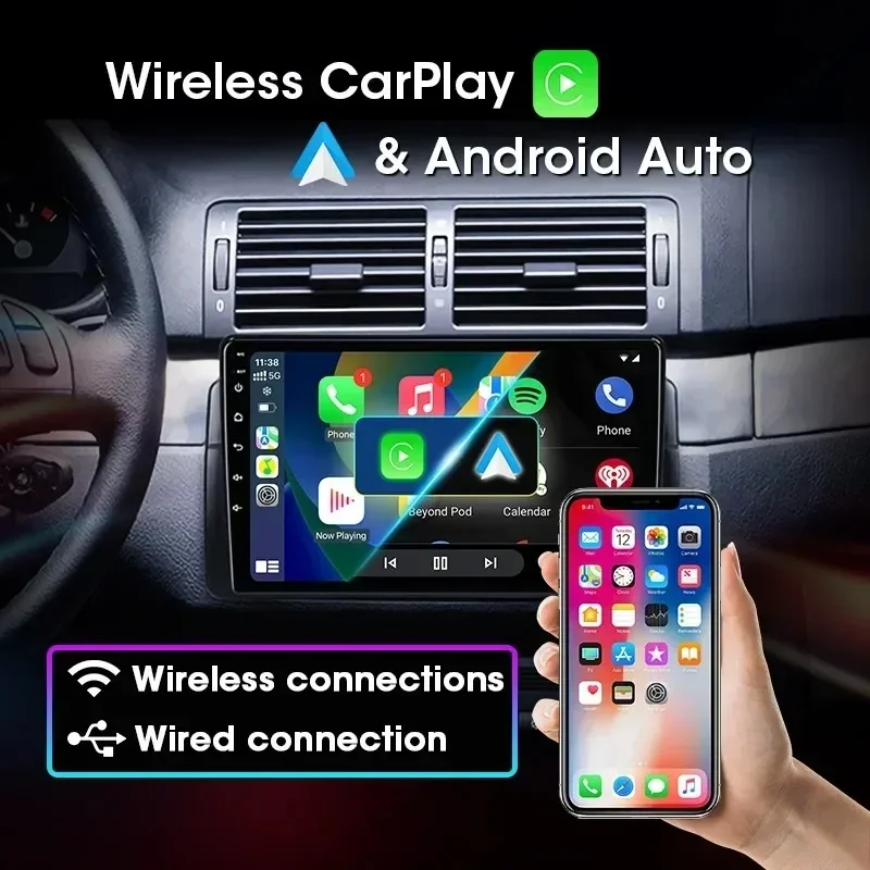 راديو السيارة الاندورويد لسيارات BMW E46 M3 X5 1998-2006 مشغل فيديو الوسائط المتعددة نظام تحديد المواقع 4G Carplay Auto 2 Din ستيريو RDS DSP DVD وحدة رئيس #4