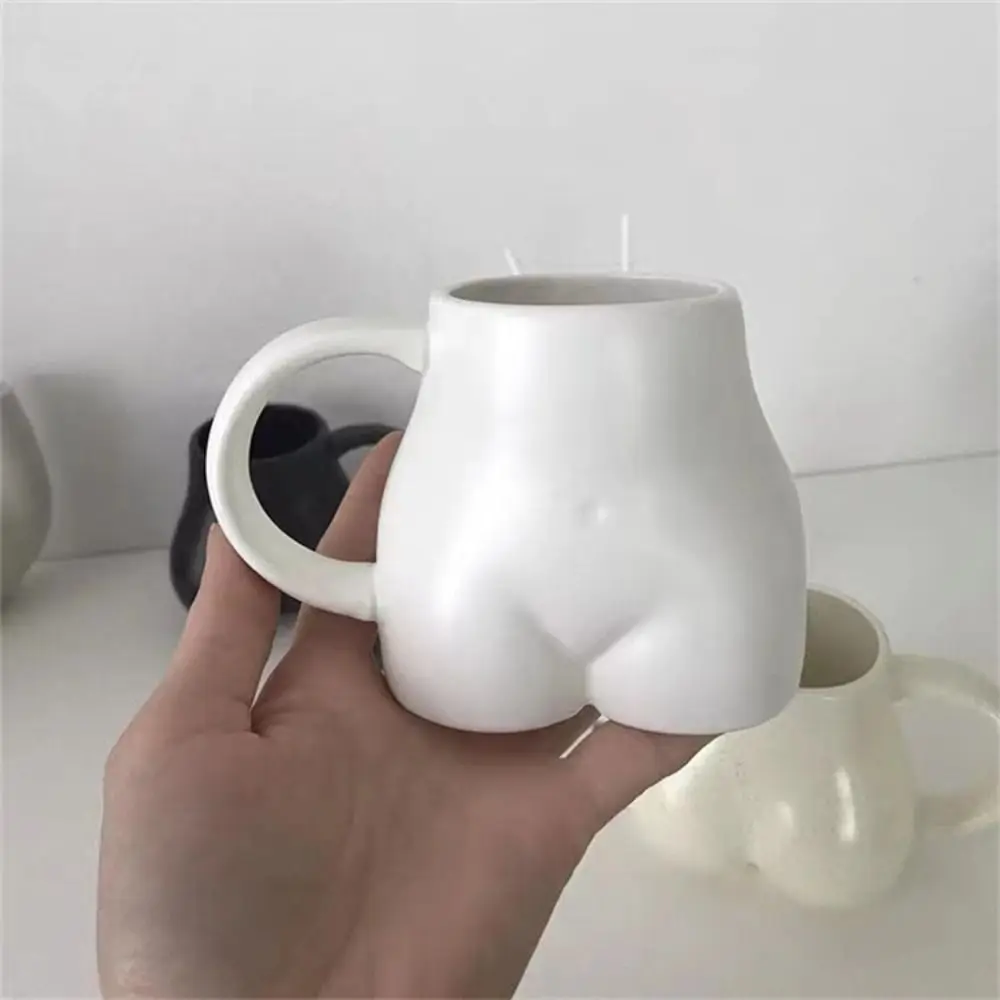 

Milk Cup Butt Body Shape Ceramic Mug Creative Portable Coffee Mug Porcelain with Handle 3D Water Cup Home Decoration