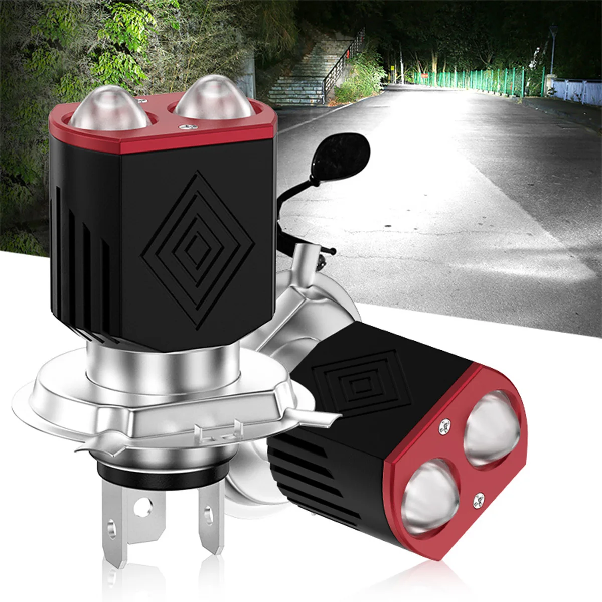 H4 BA20D LED Bulbs Motorcycle LED Headlights Dual Lens White Yellow High Low Beam LED Headlight Bulb Super Bright Driving Lamp