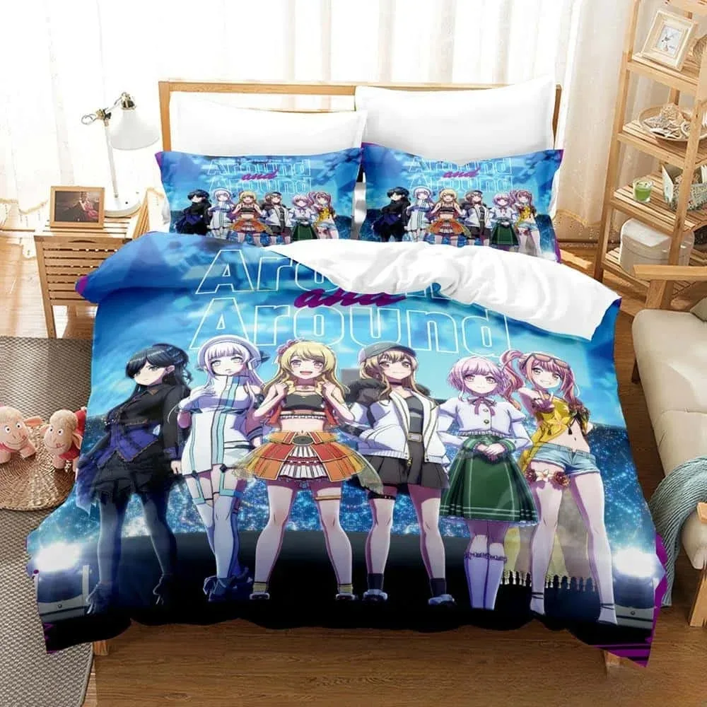 Anime D4DJ All Mix Bedding Set,Duvet Cover Comforter Bed Set Quilt Cover Pillowcase,King Queen Twin Size Boys Girls Adultse ﻿