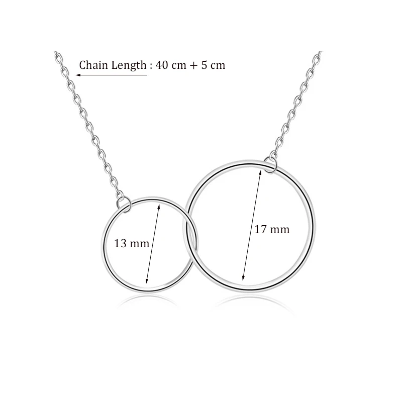 New Fashion Simple Geometric Pendant Necklaces For Women Two Hoops Circle Connected Smooth Charm Necklace Accessories Best Gifts