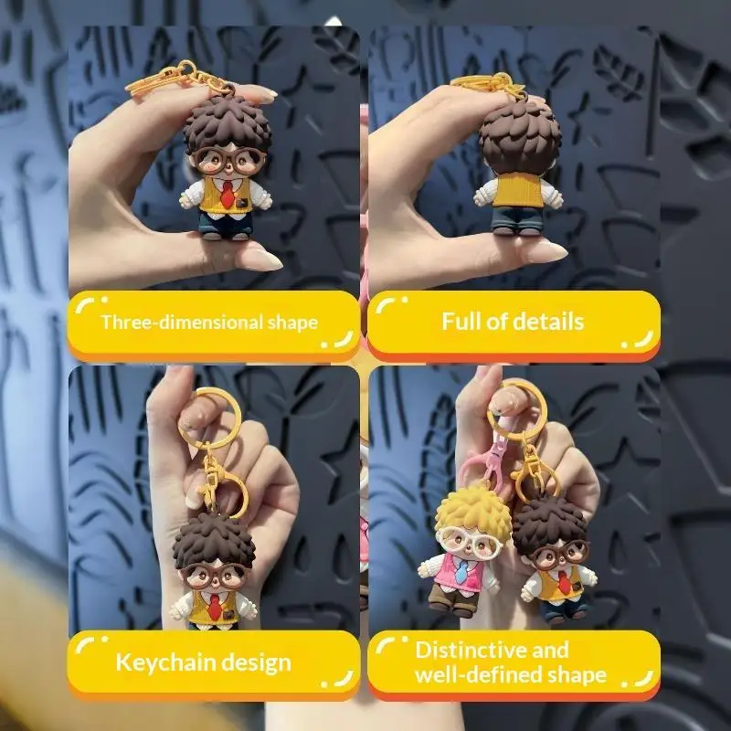 College Soft Rubber Doll Keychain Cute Student Couple Pendant Bag Ornaments Small Gifts Car Keychain
