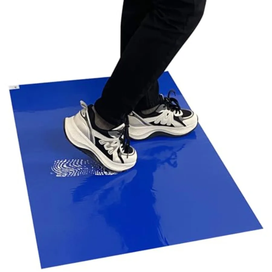 

Sticky mat with Adhesive, 180 Sheets, Tacky pad 24" x 36", 6 Packs of 30 Blue Sheets Each, for Construction, Science Lab Door M