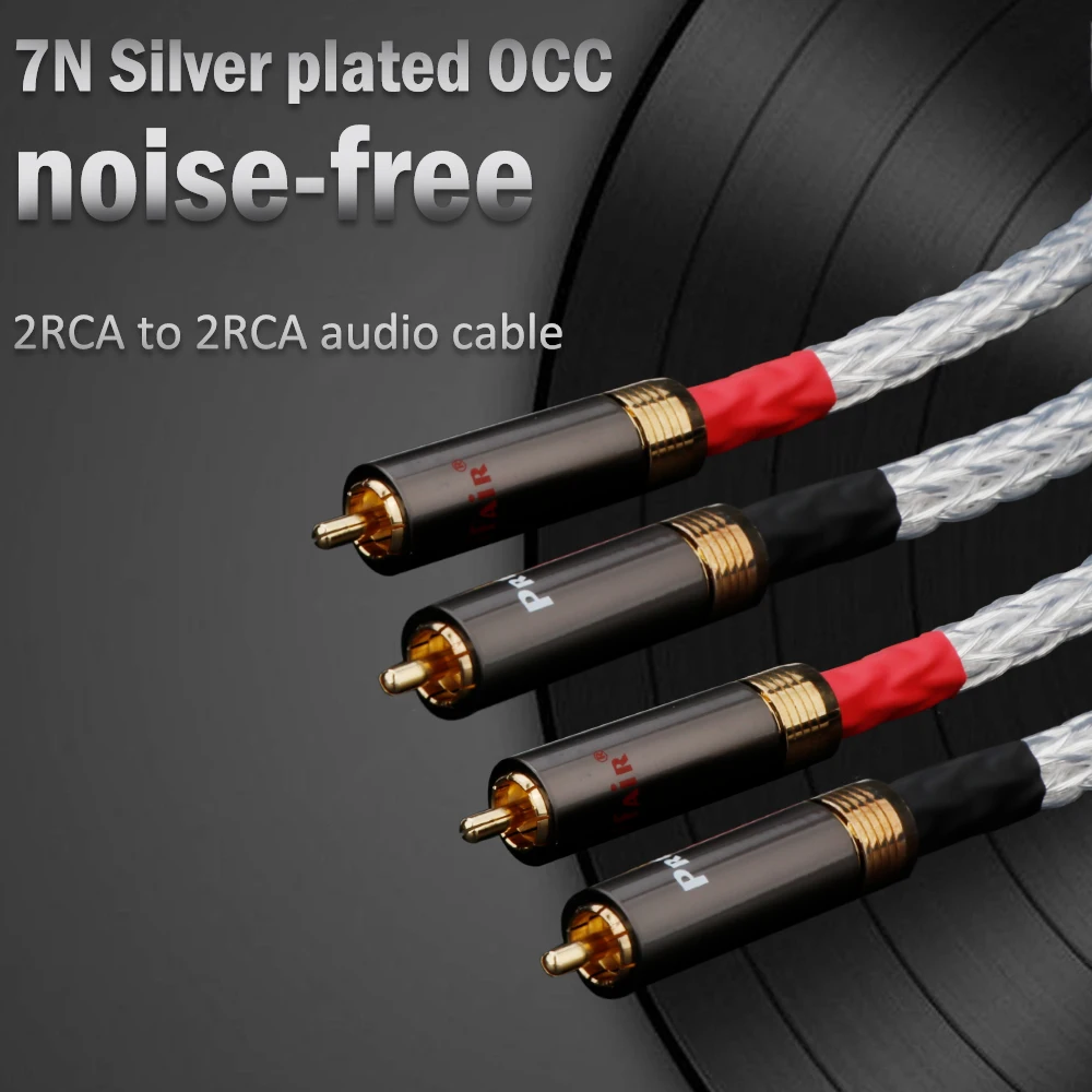 6AG Preffair Cable RCA de señal de Audio OCC Chapado en plata de alta calidad con conector RCA de Audio de alto rendimiento Cable RCA HIFI 2 a 2