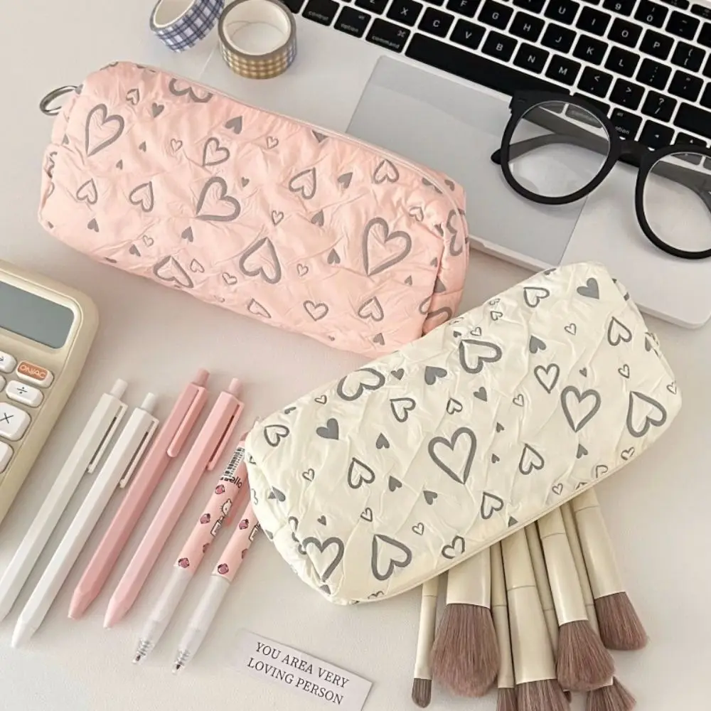 Bolsa de bolígrafo con patrón de impresión INS Love, bolsa de papelería de gran capacidad, bolsa de almacenamiento multifuncional para niños y niñas, bolsa de cosméticos, estuche para lápices