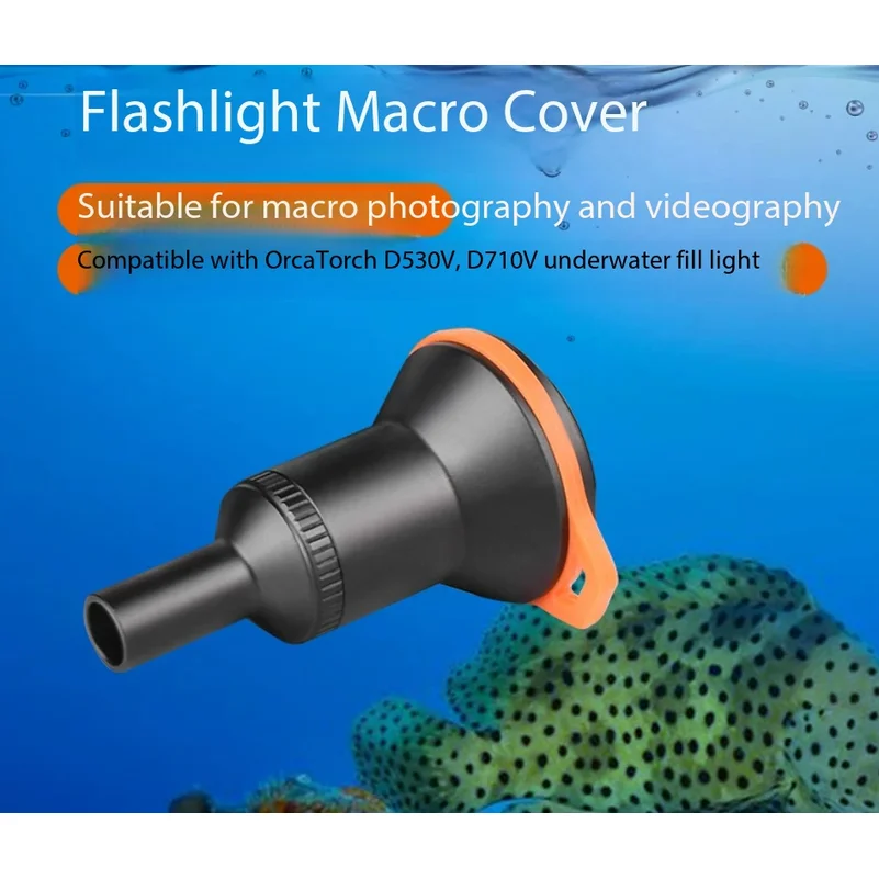 For Orcatorch D530V D710V V Aluminum Alloy Diving Video Light Snoot Underwater Dive Torch Snoot for Macro and Videography Photog