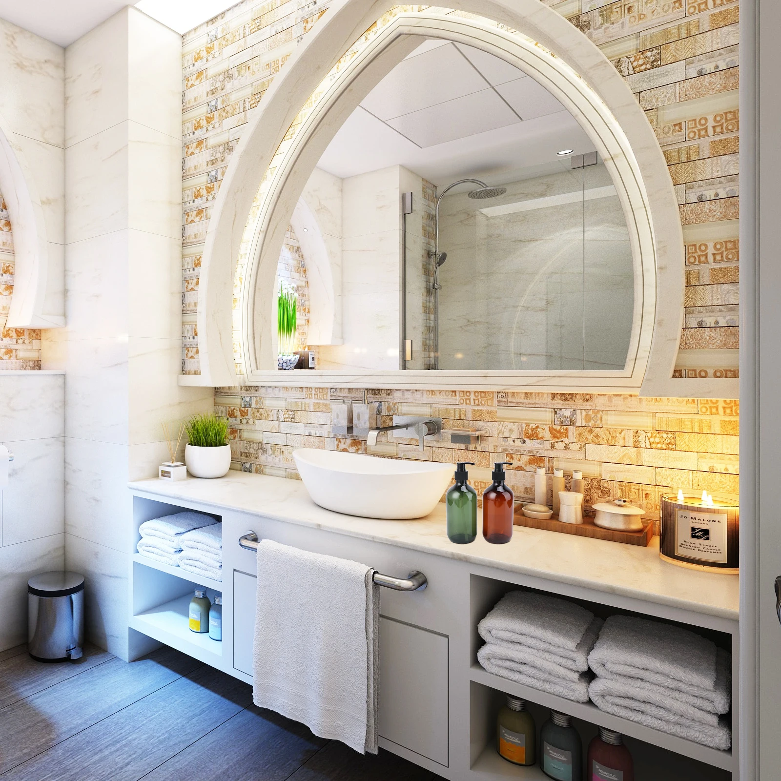 

2Pcs Shower Gel Lotion Bottles Empty Cream Containers Screw Pump Design Reusable Portable for Shampoo Soap Travel Camping