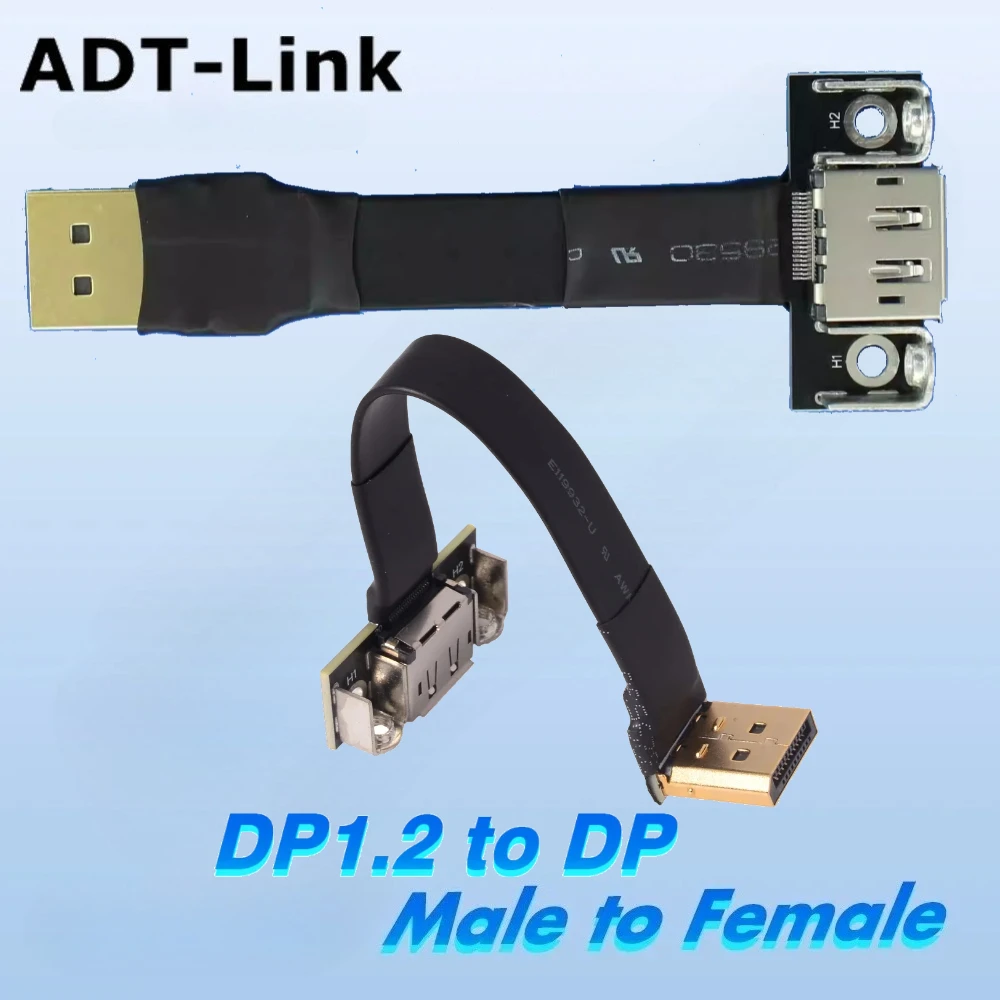DisplayPort 1.2V Extension Cable DP 4K 60Hz Cord Elbow 90 Angled Adapter 3cm-2m FPC Display Port Ribbon Flat Female w Screw Hole