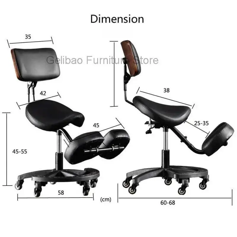 

With Kneeling Chair Office Stool Ergonomic Saddle Back Support Heavy Duty Adjustable Rolling Kneel Chair for Dental Saloon Spa