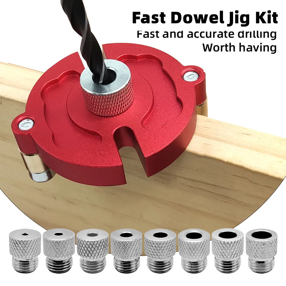 3-10mm Wood Dowel Jig Kit Fast-splicing Vertical Hole Jig Drill Guide Locator Aluminum Alloy Self-Centering Punching Hole Tools