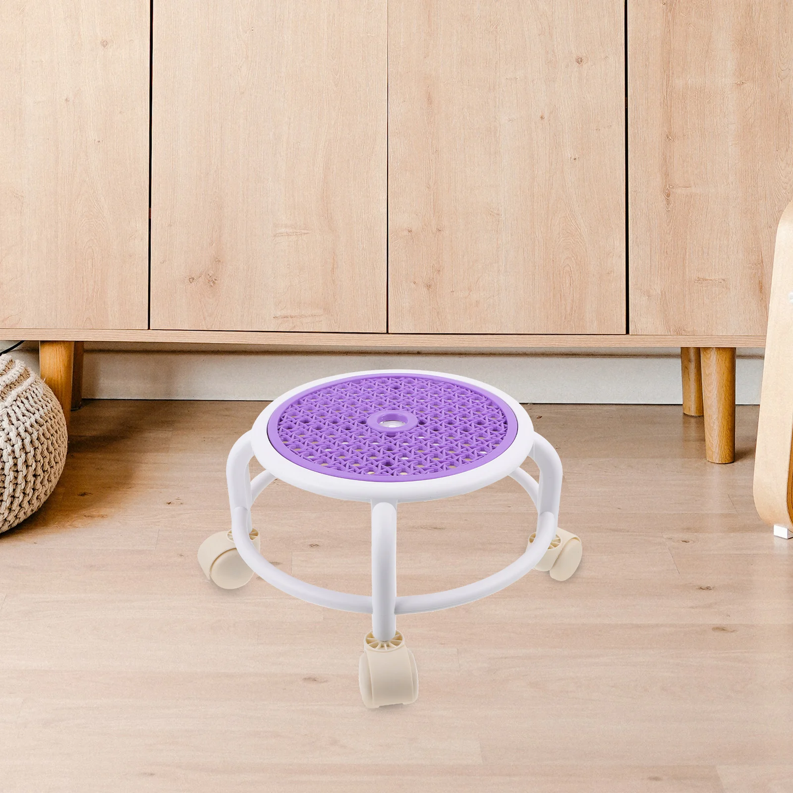 

Swivel Rolling Stool Lightweight Round Small Low Stool Rolling Chair Pedicure Salon Use Foot Rest Under Desk Office Foot Rest