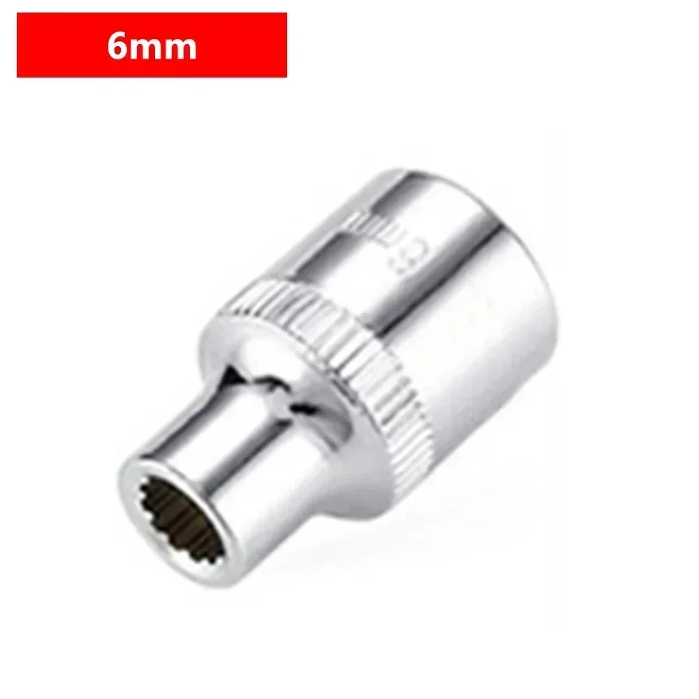 1pc 12 Point Socket Bit 3/8 Square Drive Mirror Short Socket Head For Ratchet Wrench 6-24mm Adapter High-torque Hand Tools