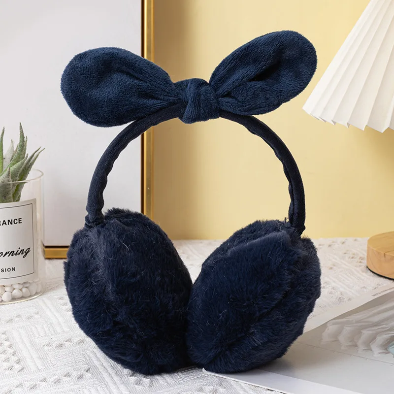 New Cute Rabbit Ears Butterfly Knot Eartips for Women in Winter, Imitation Rabbit Hair, Extra Large Warm Eartips
