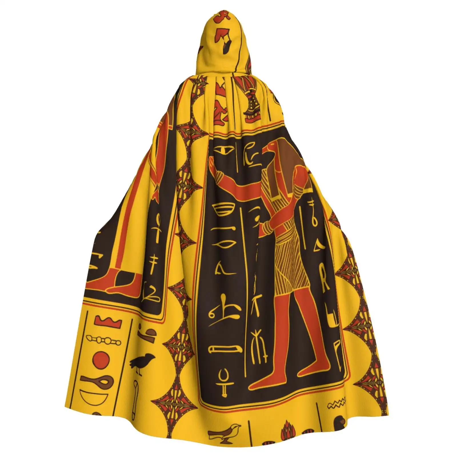 

Unisex Hooded Cloak Adult Lightweight Overcoat Egyptian Gods And Hieroglyphs Cloak For Halloween Cosplay Costumes