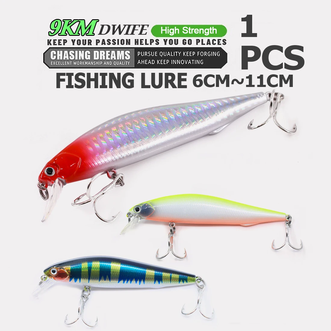 9KM Minnow — señuelo hundido para agua salada con anzuelo triple