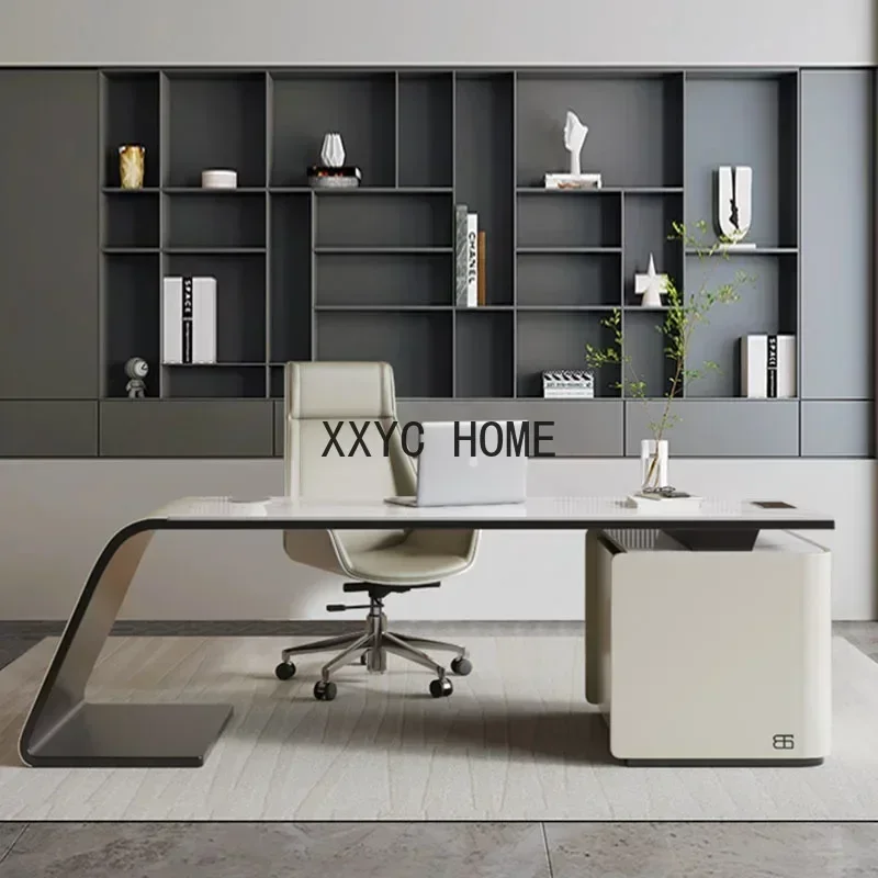 

Rock Board Study Room Computer Desk Chair Luxury Modern Writing Office Desk Medical Aesthetics Consulting Mesas Furniture