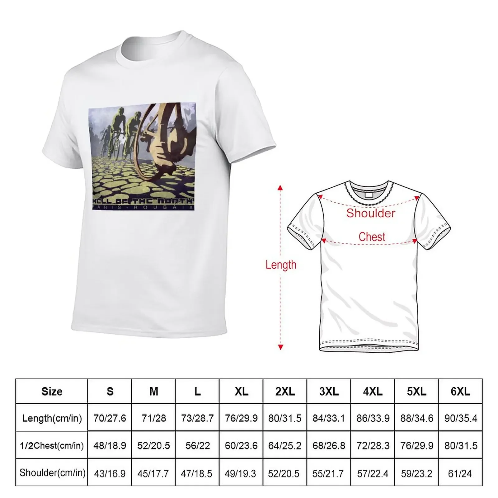 New cycling illustration HELL OF THE NORTH retro Paris Roubaix T-Shirt Short sleeve boys t shirts Blouse t shirts for men