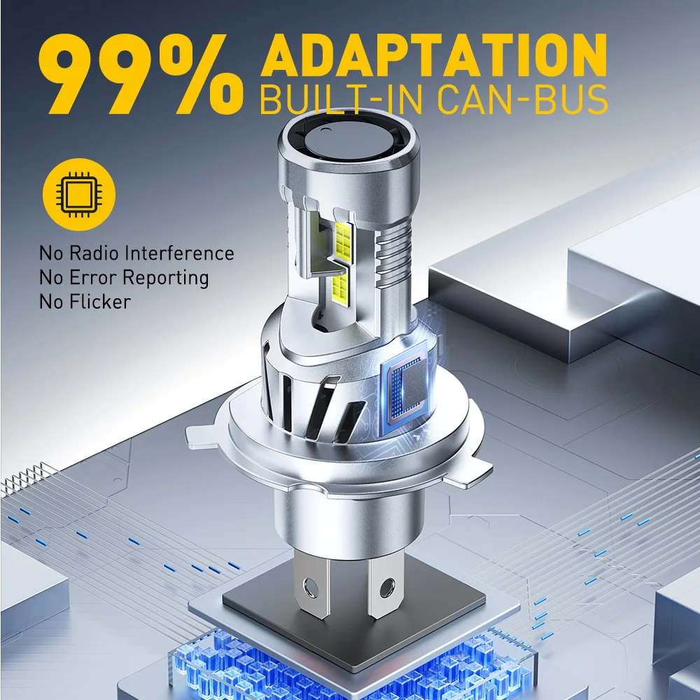 

2PCS AUXITO Canbus H4 9003 HB2 LED Headlights Turbo High and Low Beam Super White 12V CSP Auto Lamps With Fan High Power 25000LM