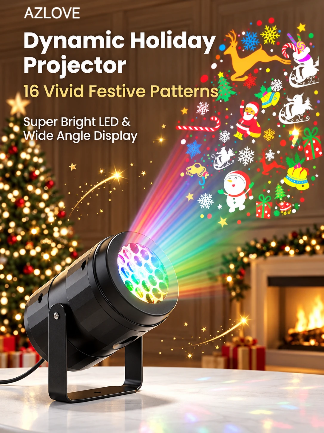 Christmas Lights, LED Snowflake Projector, Indoor/Outdoor, USB Rotating Lamp Stage, Festival Patterns Decoration, New Year Party
