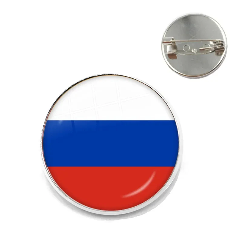 National Flag Glass Cabochon Brooch Korea,Serbia,Russia,Slovenia,Argentina,United States,Turkey,Spain,Dominica Collar Pins Gift