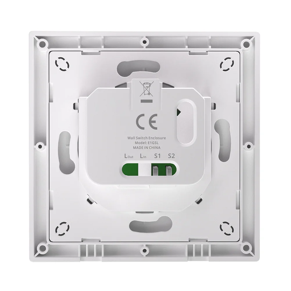 Ultraflaches weißes PC-Gehäuse für ZBMINIL2 Smart-Wandschalter, Clip-On-Installation, kein Neutralleiter erforderlich, Abmessungen 86x86x35mm