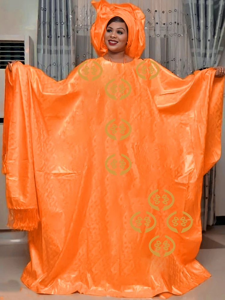 

Stunning Multi-Color Bazin Dress, Hand Embroidery African Party Gown for Women, Elegant Evening Maxi Abaya