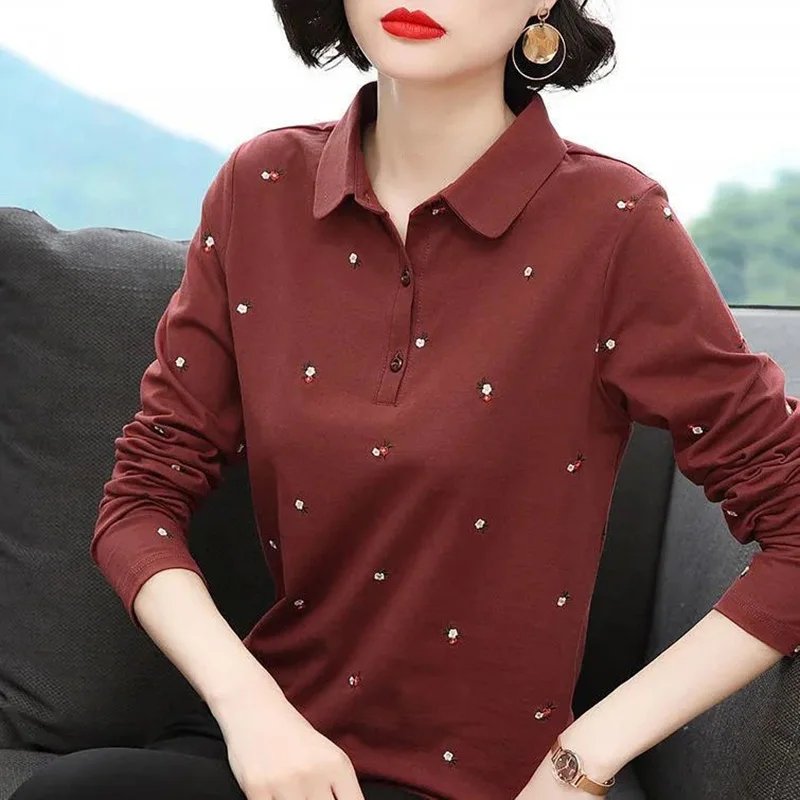T-Shirt Brodé à la Mode pour Femme, Pull Décontracté, Assressentiavec Tout, Idéal pour le Bureau, Nouvelle Collection Automne 2022