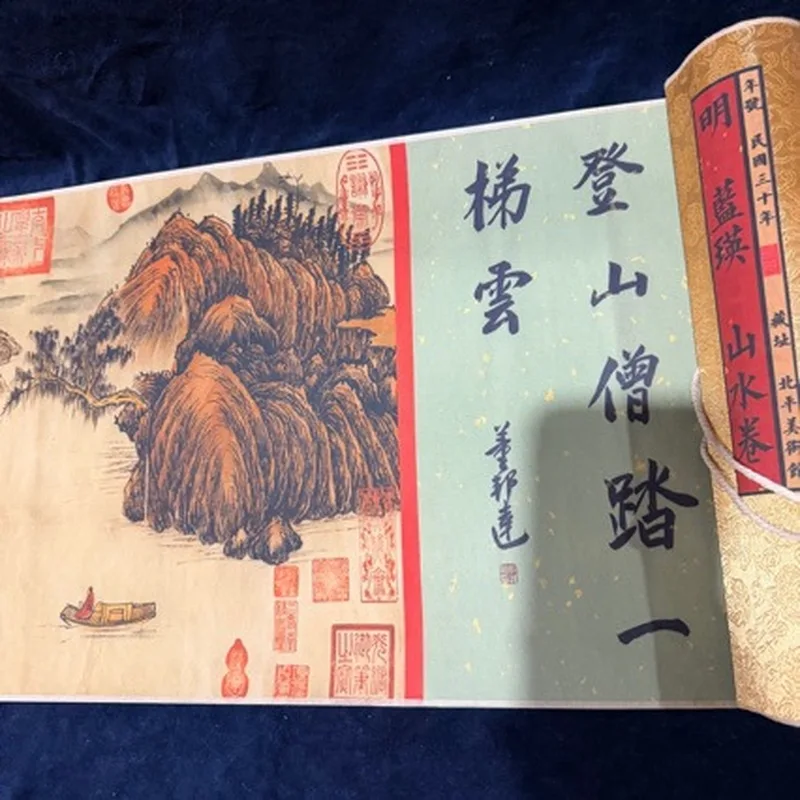 Distressed-style celebrity calligraphy and paintings 2m Long Scroll, high quality in large quantities
