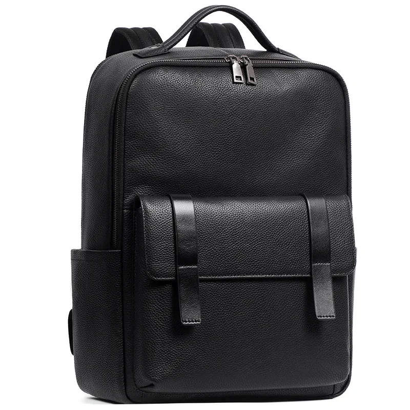 2023 New Brand Natural Cowskin Genuine Leather Men's Backpack Fashion Large Capacity Shoolbag Boy Laptop Backpack Computer Bag