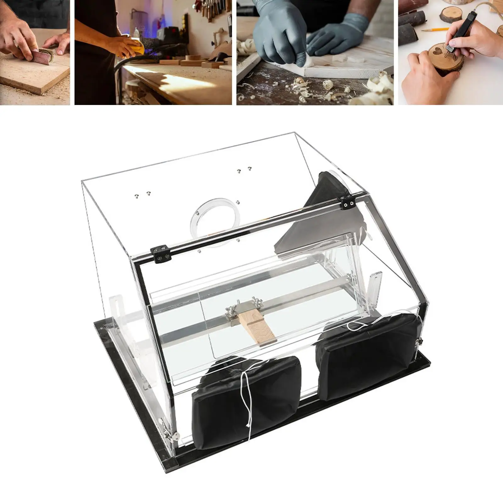 Acrylic Grinding Dust Box Craft Polishing Box Convenient Sanding Versatile Dustproof Box for Wood Carving Sanding Metal Cutting