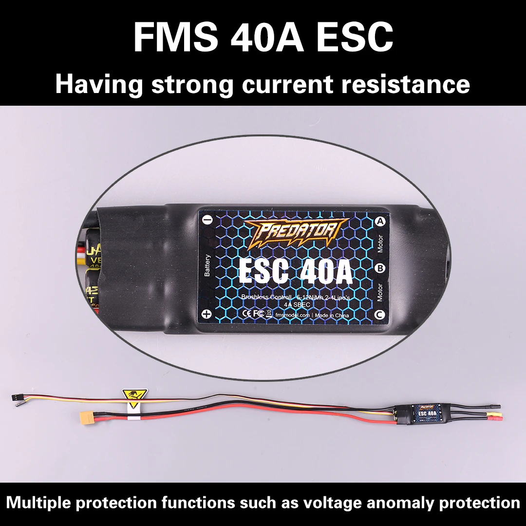 

Fms PREDATOR Brushless Esc 40A Aircraft Model Electric Adjustment 3a Switch Bec Configuration whit Reverse Thrust Function
