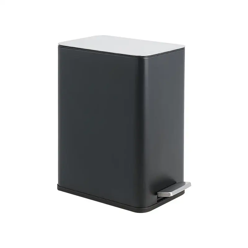 

10L/2.6 Gallon Rectangular Step Trash Can, Stainless Steel Garbage Can with Foot Pedal, Removable Inner Bucket with Grip Groove and Side Handle for Kitchen Bathroom Office, Black