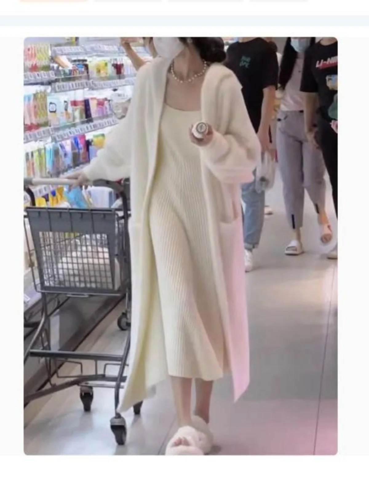 Autumn Winter New Hat Design Soft Long Women's Sweater Faux Mink Fur Outerwear Thermal Regular Sve Length Hooded Top