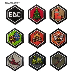 AHYONNIEX 1 PC Embroidery Hexagon Outdoor Bag Decoration Fabric Patch Tactical Morale Cloth Sticker Variety of Personalized DIY