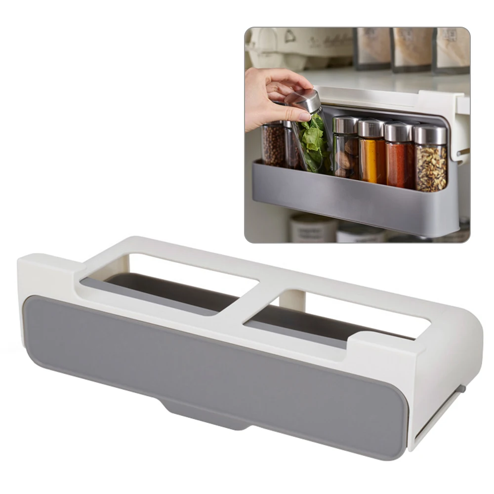 Under-Shelf  Container Wall-mounted Self-adhesive Spice Bottle Storage Rack Kitchen  ​Storage Organizer Spice Organizer