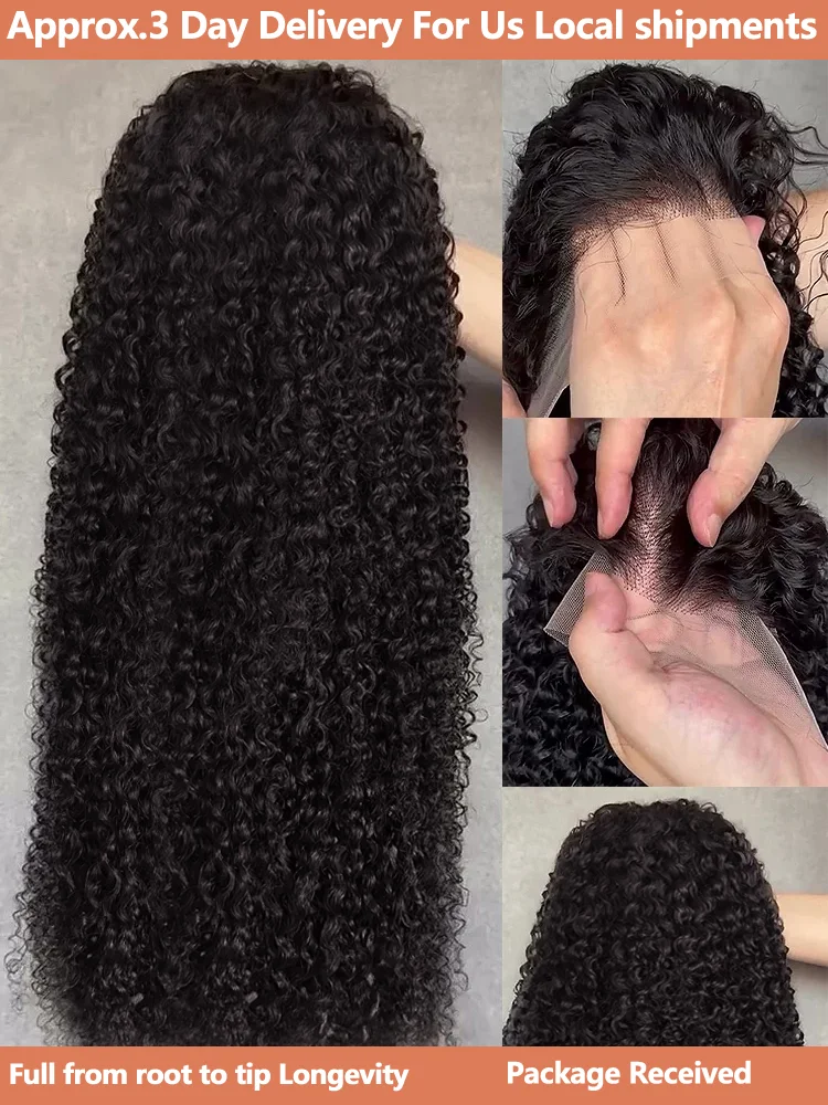 13×6 13×4 Deep Water Wave 100 Human Hair Front Wigs Kinky Curly Hd Lace Frontal Wig 250 High Density Black 30 40 Inch For Woman