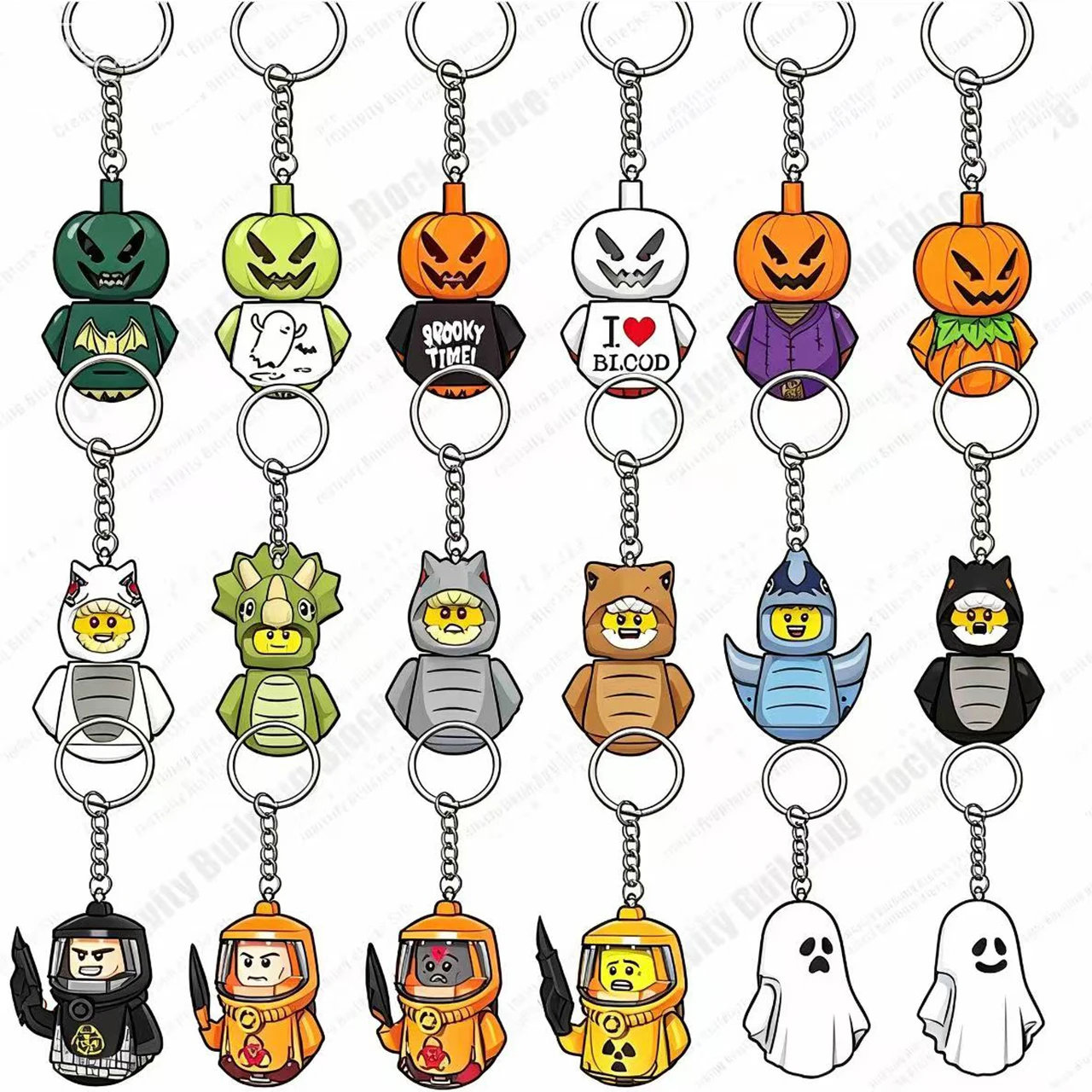 

Hot selling keychain Halloween secret series boy boy 3D model DIY building block toy model children's toy gift