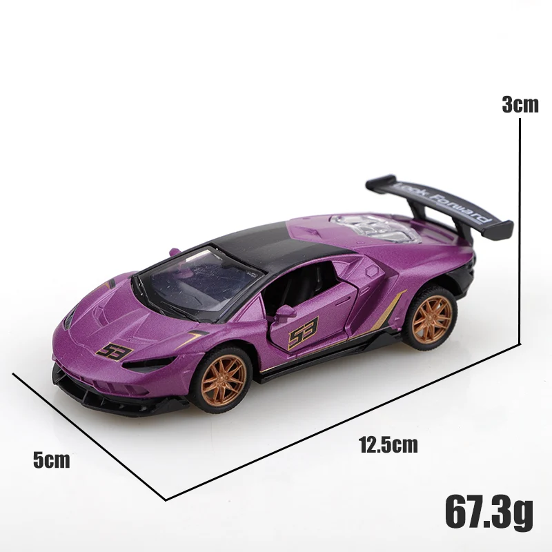 سيارة سباق SVJ من سبيكة 1.36 مع أكياس، سيارة لعبة سحب للخلف، لعبة أطفال رائعة، لعبة سحب للخلف من سبيكة السباق