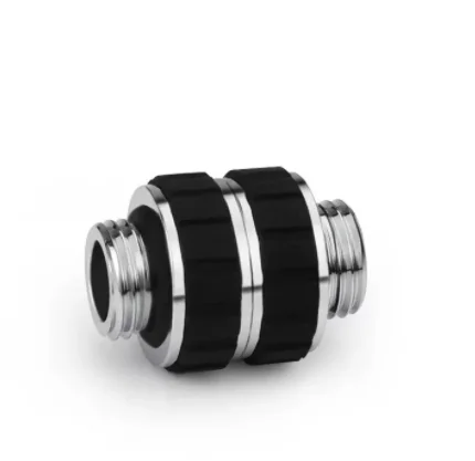 Alphacool Apex Grip Dubbele Nippel OT/OT Rotary G1/4, Mouw 16mm IT/IT Fittingen voor waterkoeling, Chroom, Zwart