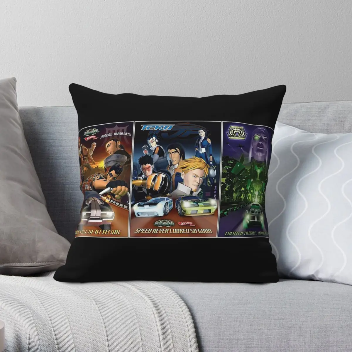 Hot Wheels Acceleracers Teams Square Pillowcase Polyester Linen Velvet Printed Decorative Throw Pillow Case Home Cushion Cover