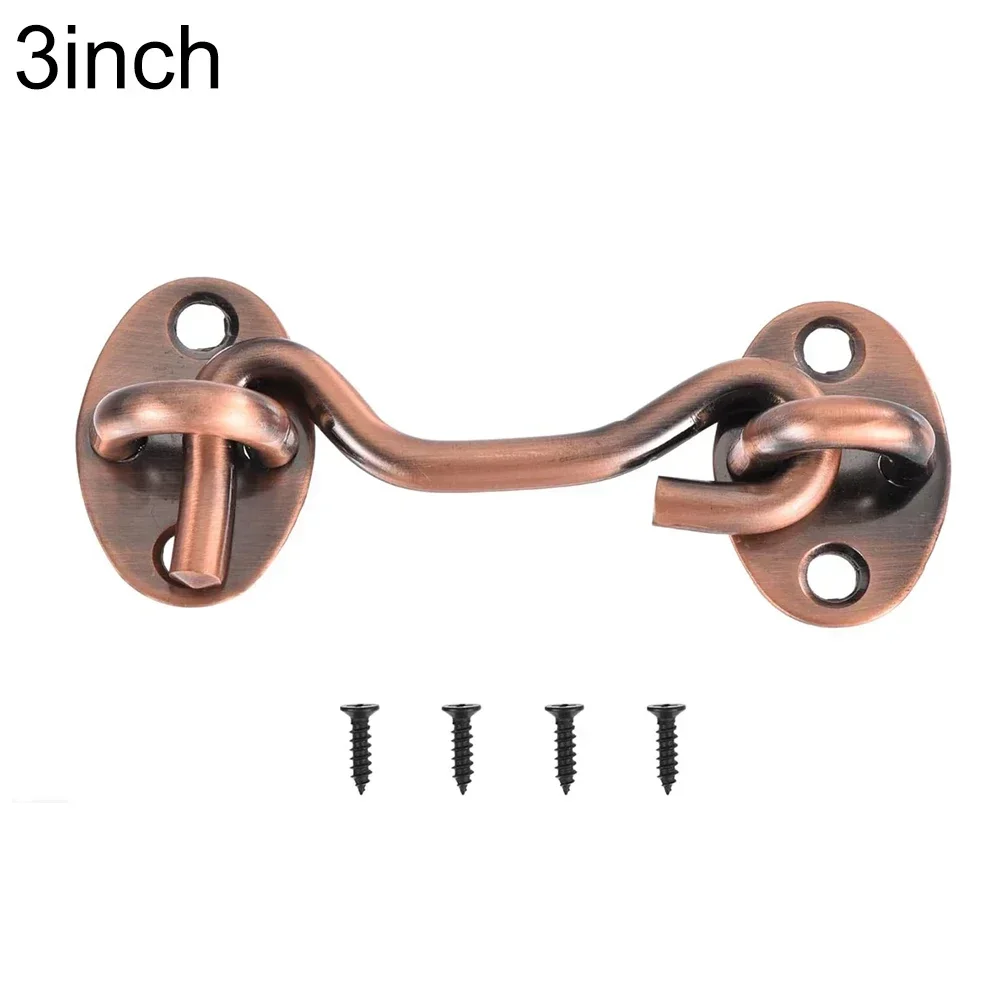 Stainless Steel Eye Hook Latch Barn Door Lock Gate Latch With Screws For Cabin Hook Sliding Door Lock Household Hardware Tools