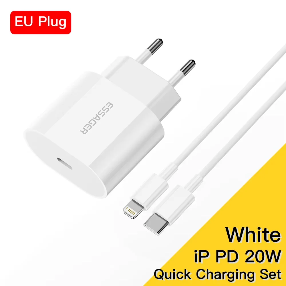Essager 20 W Ladegerät Schnellladung Typ-C Lightning Ladegerät Set PD QC Schnellladung für iPhone 14 13 12 11 iPad Pro Max