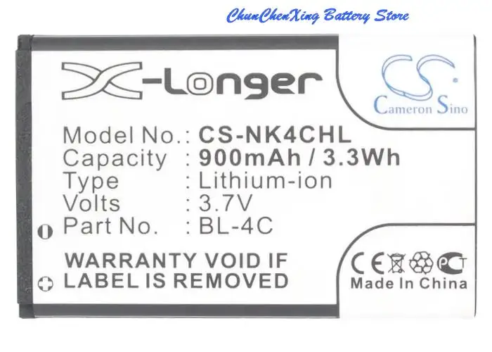 Cameron sino bateria de alta qualidade 900mah BL-4C para nokia 6100,6101,6102i,6103,6125,6126,6131,6133,6136,6170,6260, 6300,7200,7270