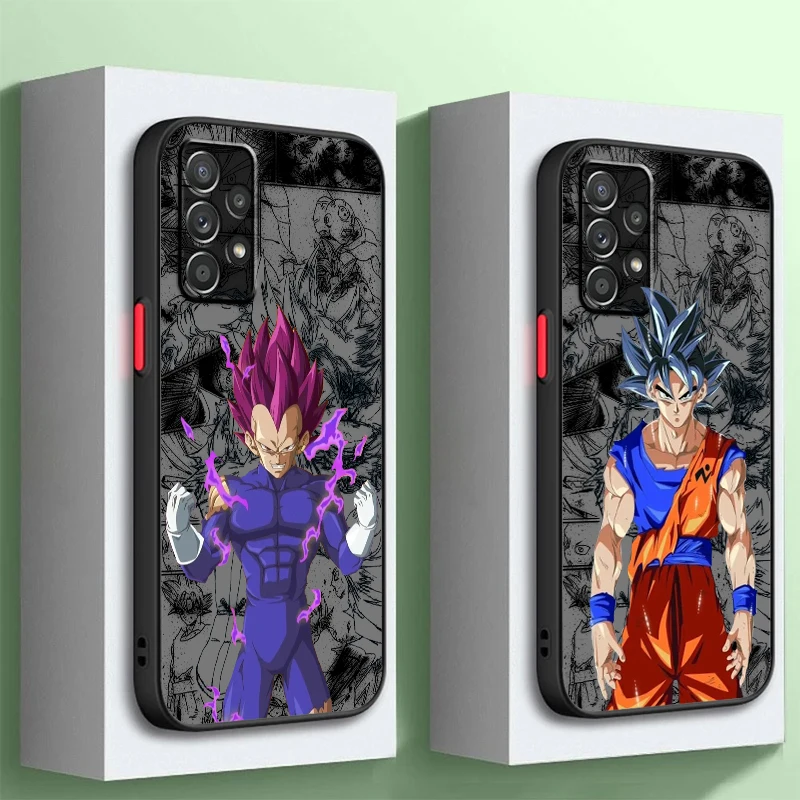 Art D-Dragon Ball Vegeta Goku Frosted Translucent For Samsung Note 20 10 A03 A54 A31 A22 A70 A34 A14 A24 A04 5G Back Phone Case