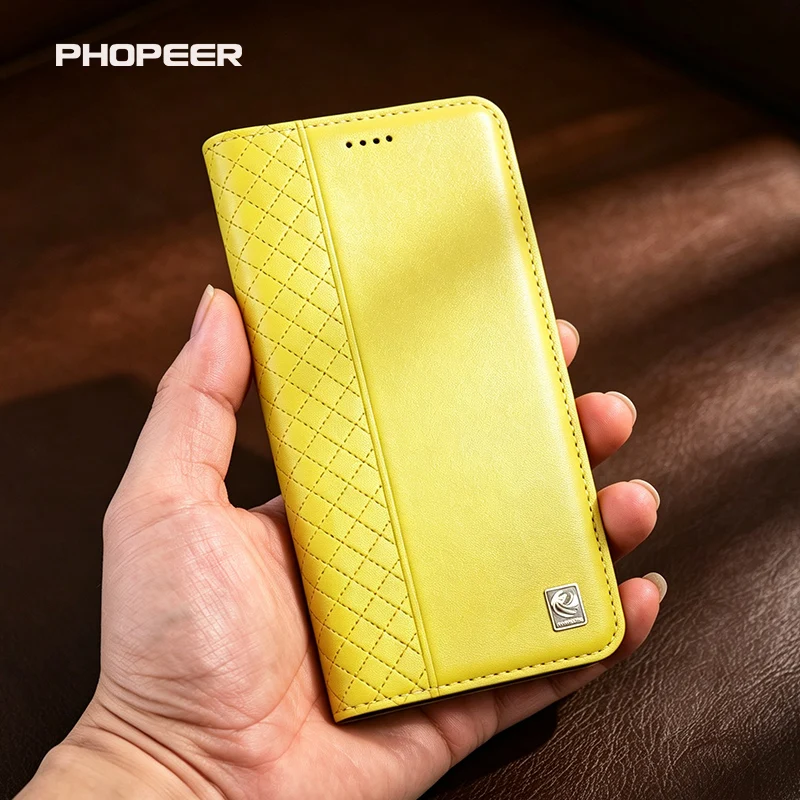 Luxury Genuine leather phone case for Redmi Note 15 14 13 12 11 10 9 8 Pro Plus 4G 5G Global Turbo Napa Pattern Inner Grid Case