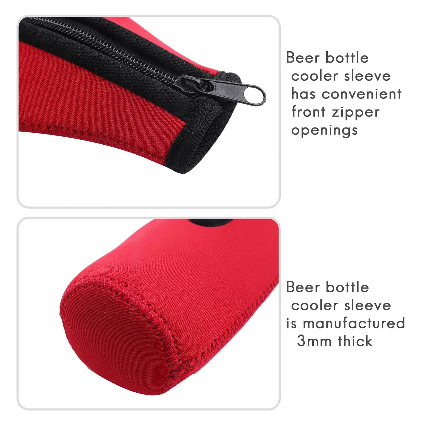 4 Pack Beer Bottle Insulator Sleeve Keep Drink Cold,Zip-Up Bottle Jackets,Beer Bottle Cooler Sleeves,Neoprene Cover